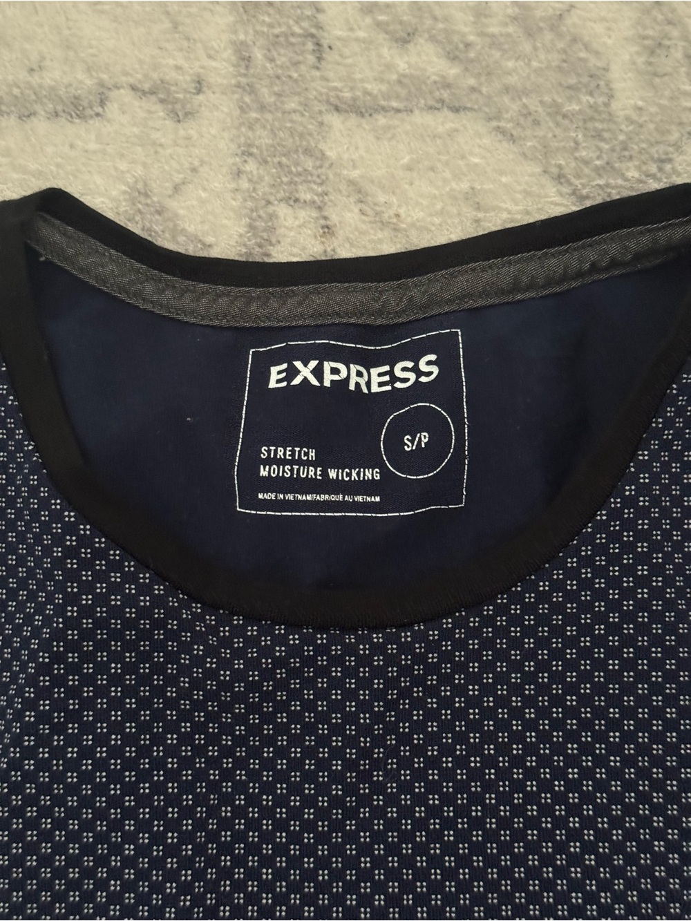 Express Navy Microdot Short Sleeve Crew Neck Tee - Picture 4 of 5